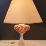 Lampe vintage rotin opaline